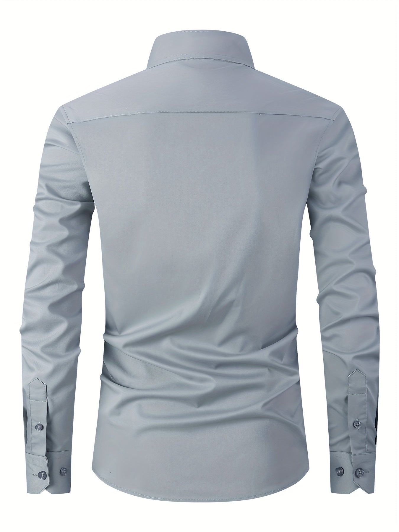 Men's Solid Color Mandarin Collar Design Dress Shirts,