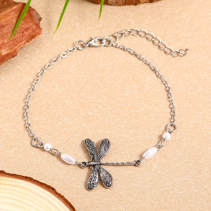 [Thin Chain Dragonfly Anklet Minimalist] Simple Dragonfly Insect Thin Chain Anklet Minimalist Ankle Bracelet For Women