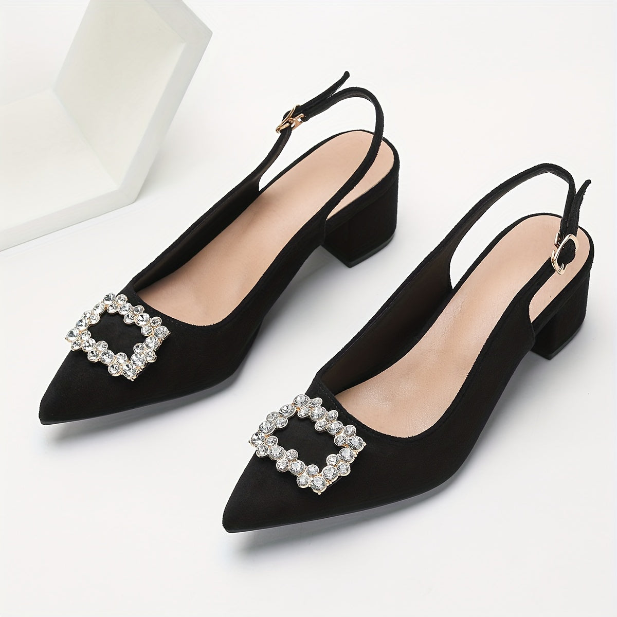 Glamorous Sparkling Rhinestone Buckle Heels -/MH