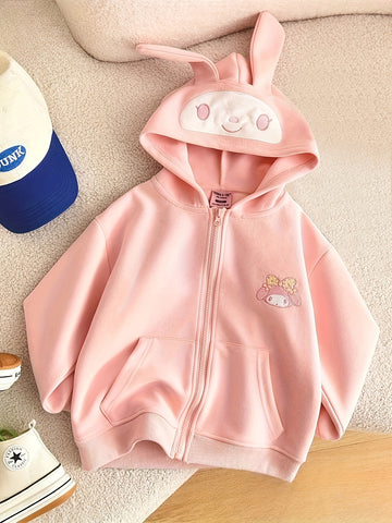 Sanrio-Inspired Cotton Blend Casual Hooded Jackets with Cartoon.