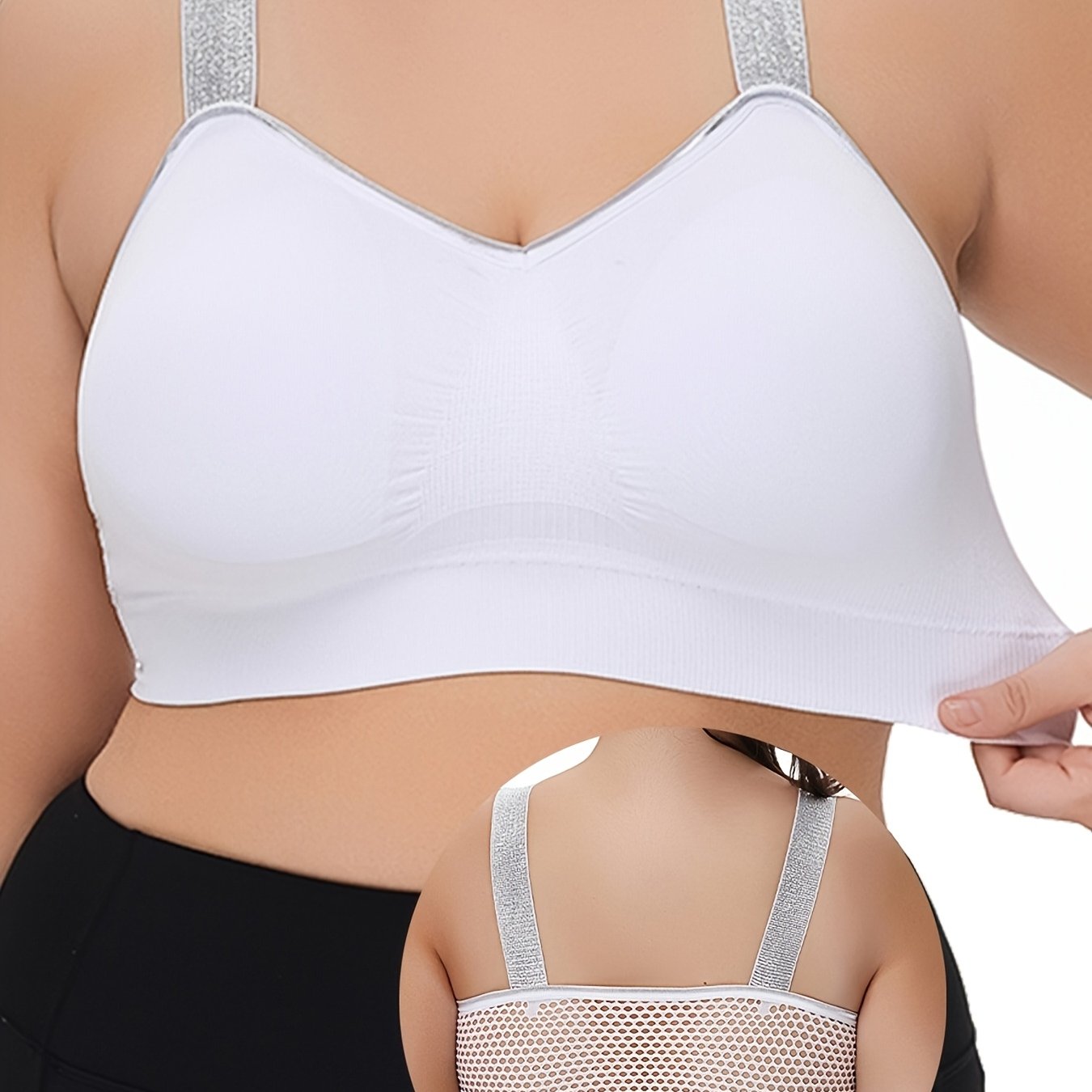 Middle Eastern Summer Thin Silvery Contrast High-End Bra Plus ./MH
