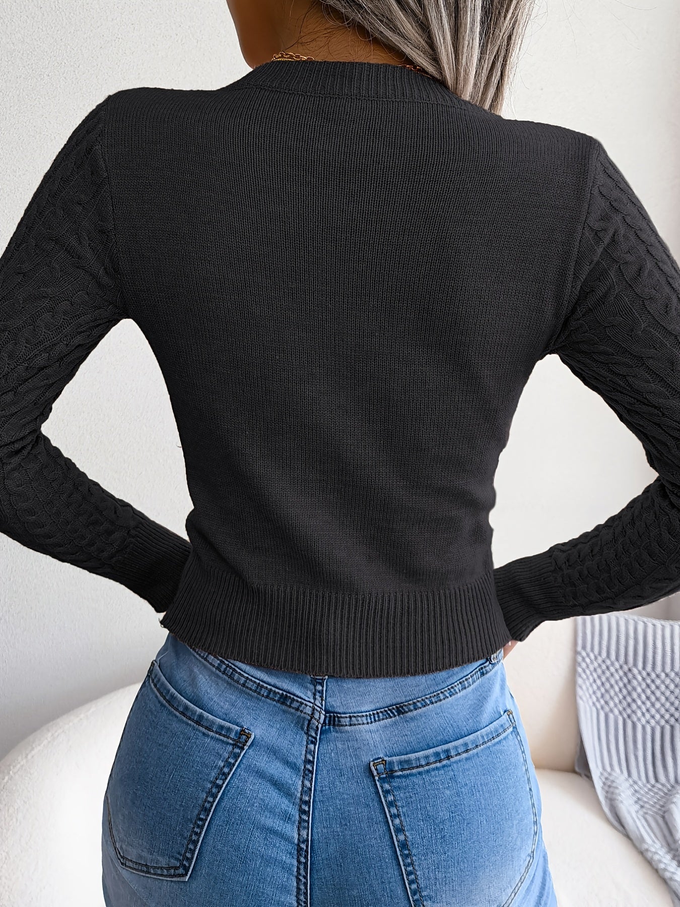 Women'S Sexy Hollow-Out Knit Pullover Sweater,