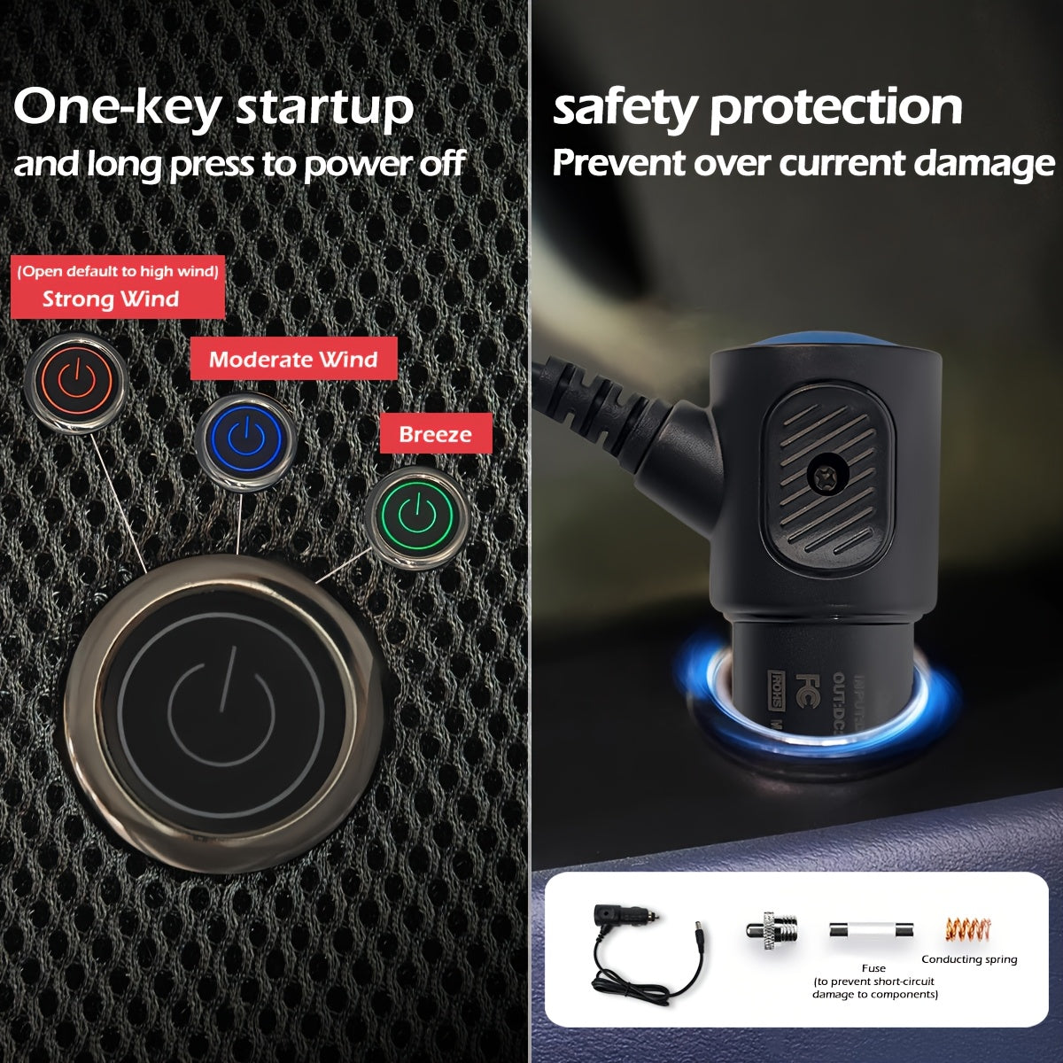 Ultra-Cooling Cooling Car Seat Cushion with Turbo Fan & Ice-Ice silk Mesh - 360° Air Circulation