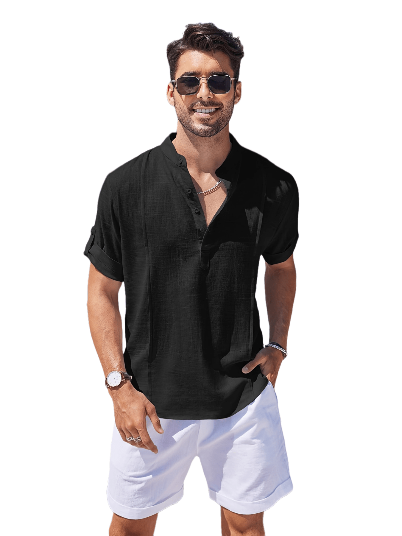 Men's Cotton & Ramie Fiber Shirt Top Turn-Down Collar Long Sleeve Closure Male Casual Shirt For Men Daily Vacation Streetwear