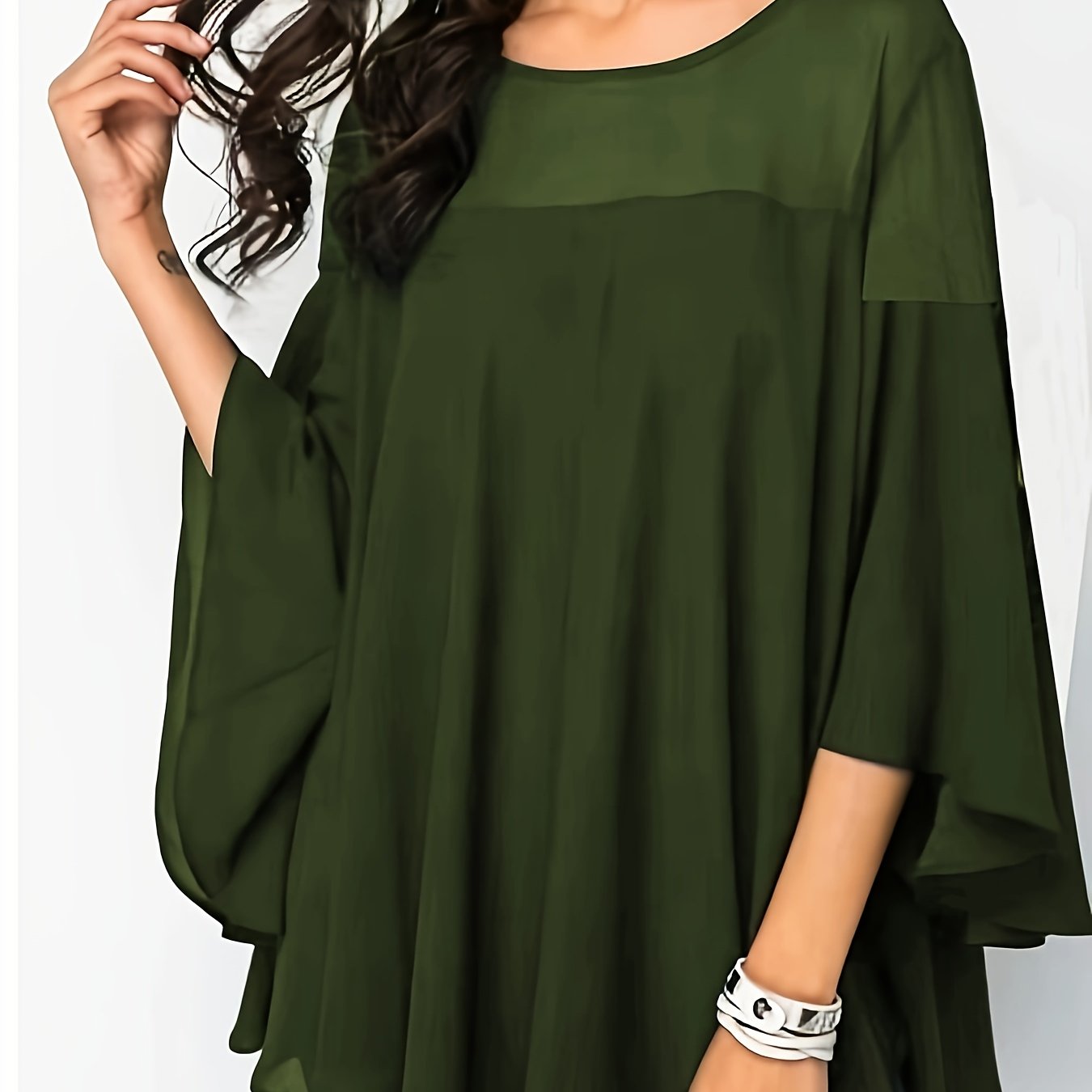 Plus Size Women's Casual Shirt - Vibrant Green Short Sleeve.