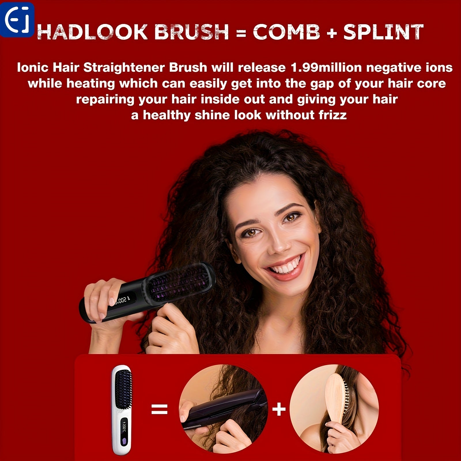 Wireless Hair Straightener Brush - / Fast Heating, Constant Temperature Anti-Scald, LED Display, Lightweight Portable Design for Home & Travel, Ideal Gift for Women, Hair Straightener, Sleek Gadget, Userfriendly Interface