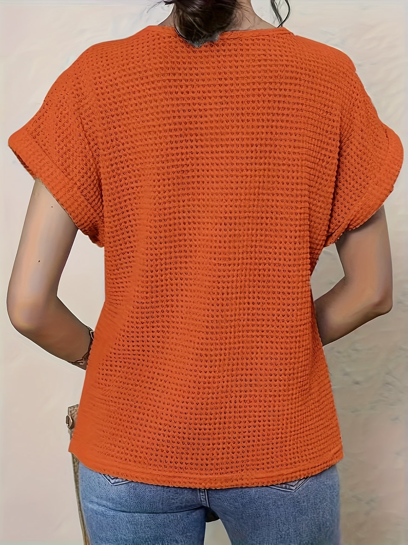 Lace Splicing Crew Neck T-shirt, Casual Short Sleeve Top For Spring & Summer, Women's Clothing