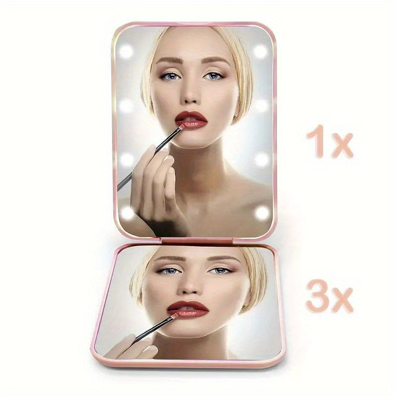 LED Pocket Makeup Mirror, 1X/3X Magnified LED Mini Compact