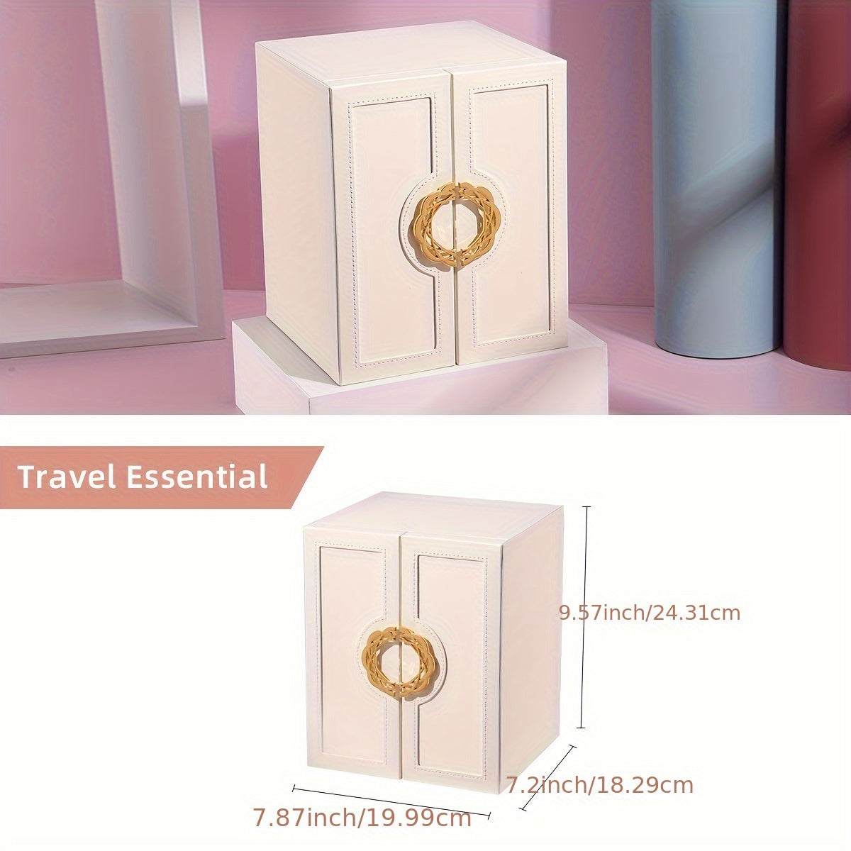 1 Large Faux Leather Jewelry Organizer Box with 5 Drawers .