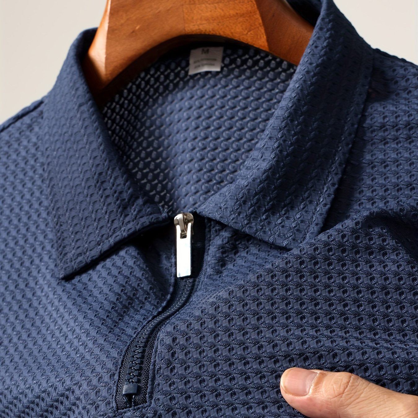 Men's Solid Color Quarter Zip Golf Shirt, Breathable Short Sleeve .