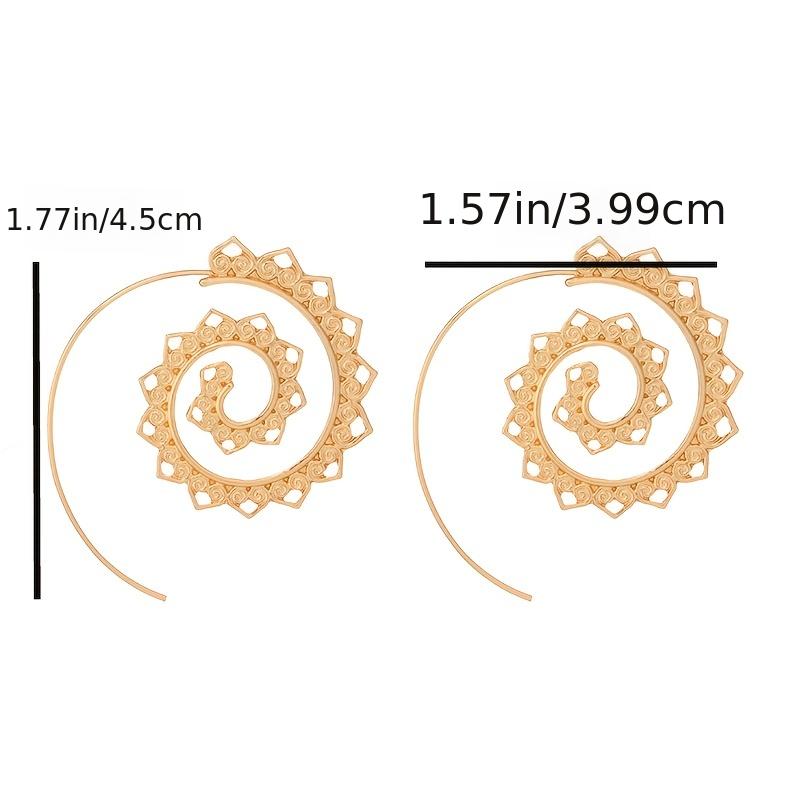 Exaggerated Large Spiral Earrings Swirl Gear Heart Shape Vintage Ear Jewelry For Women 1Pair