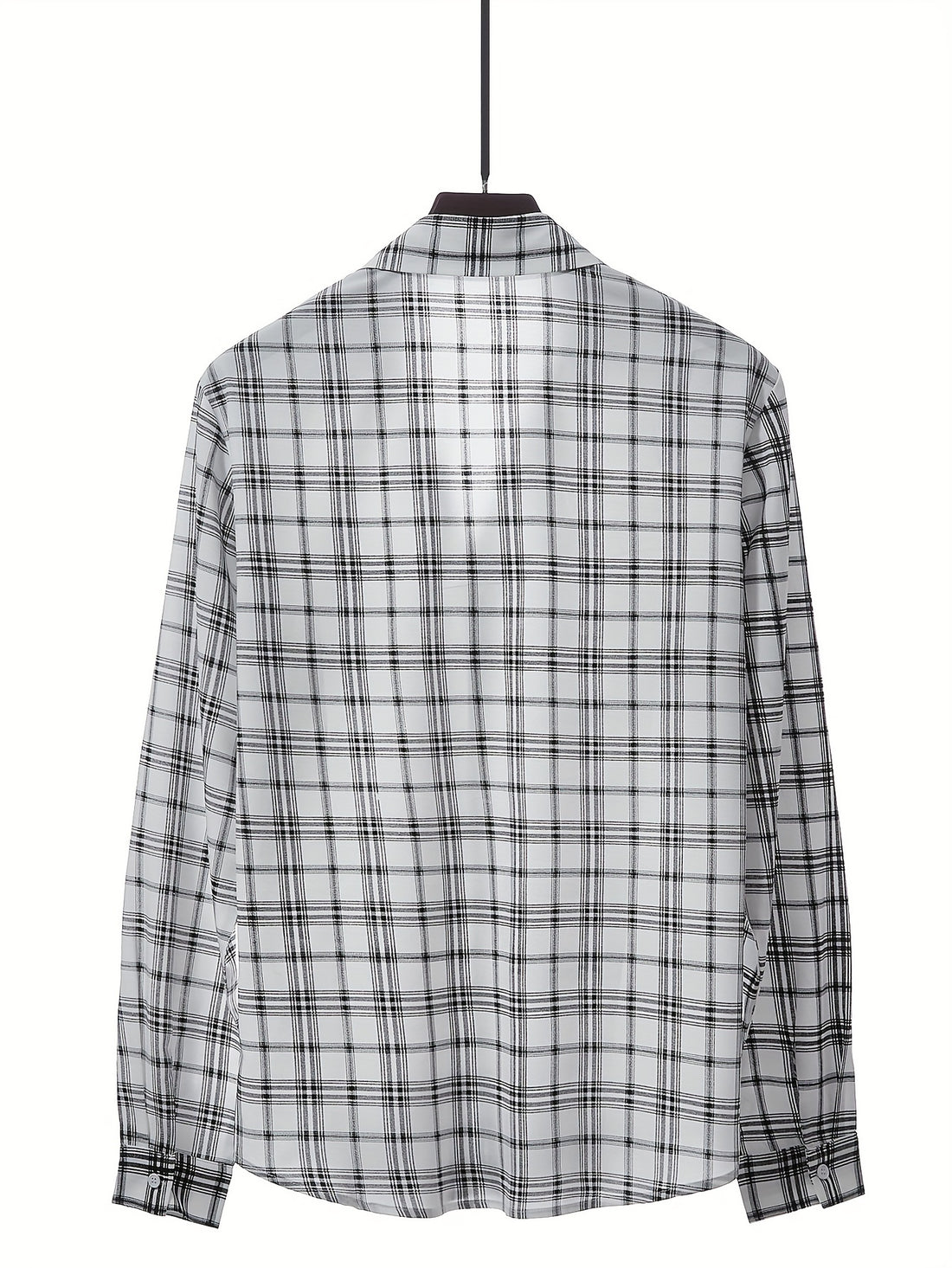 Men's Plaid Pattern Print Lapel Collar Dress Shirts With Chest Pocket,