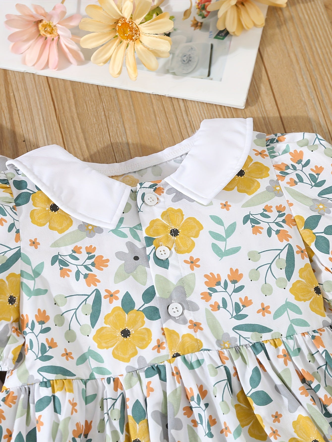 Summer Outfit Set For Kids, Includes Cute Floral Print Dress.