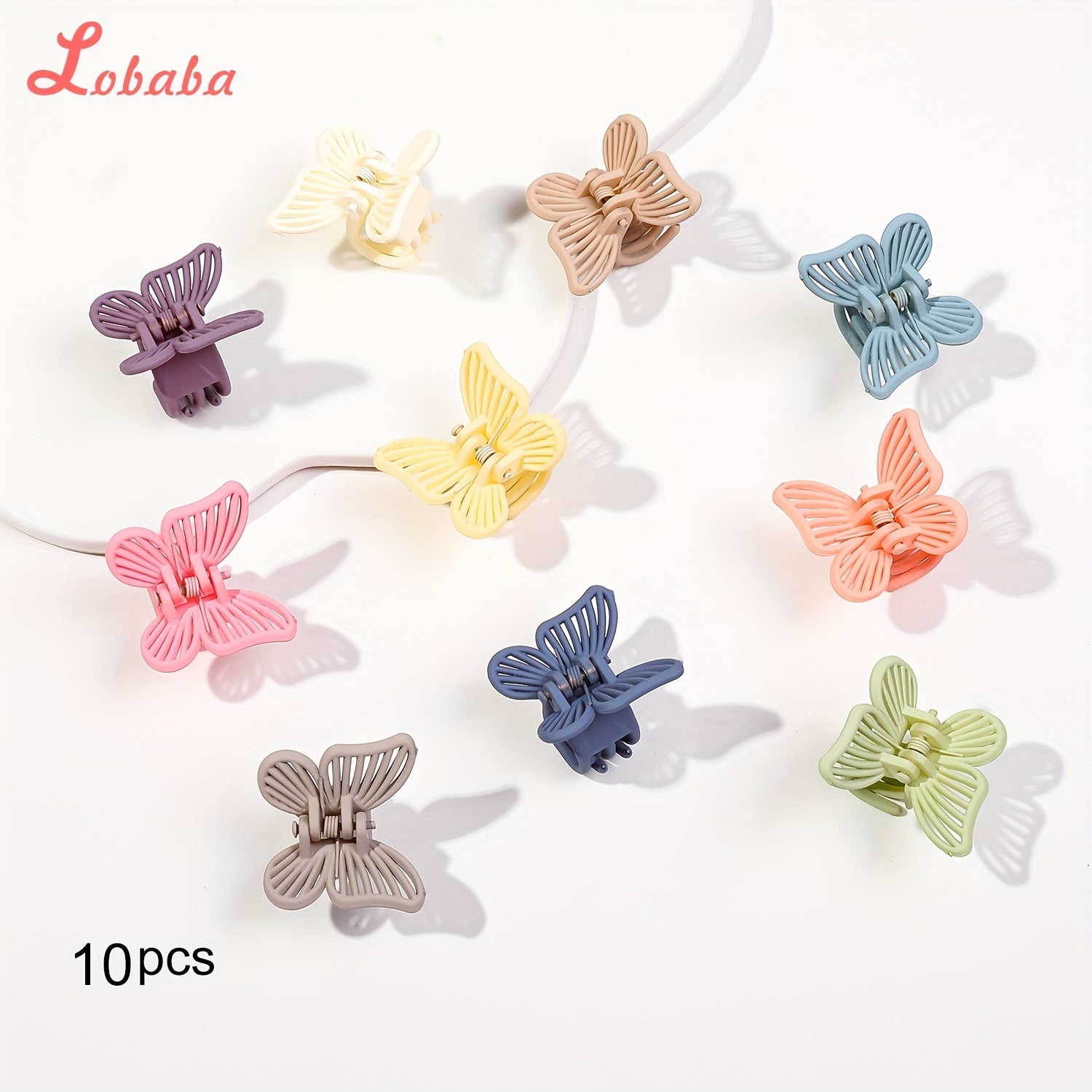 10pcs Solid Color Hair Grab Clips, Butterfly Shaped Hair Claw Clips,