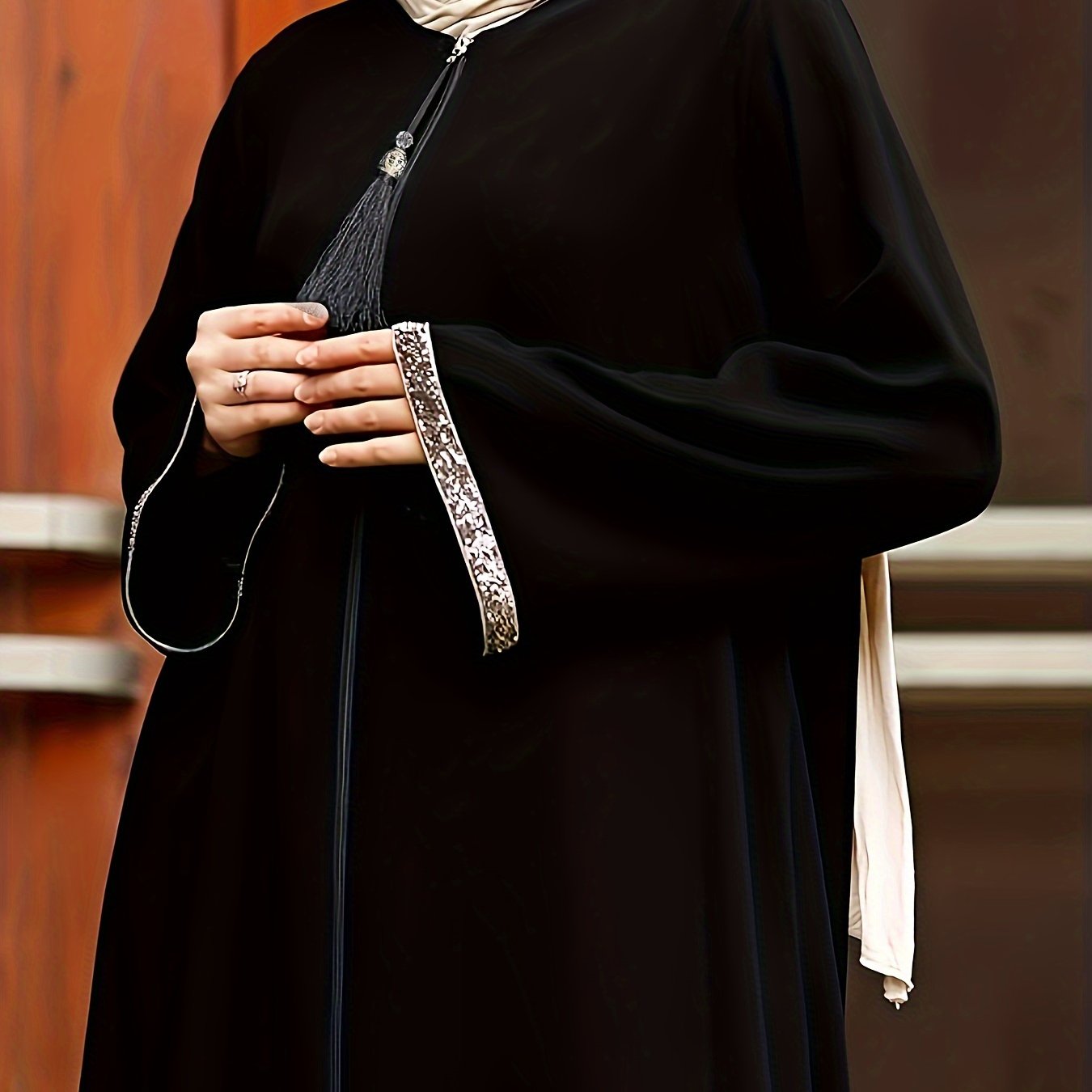 Long Sleeve Zip-up Kaftan Dress, /MH