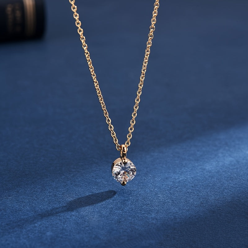 Round Shape Zircon Necklace Female 14K Plated Clavicle Chain Neck Chain Jewelry Gift
