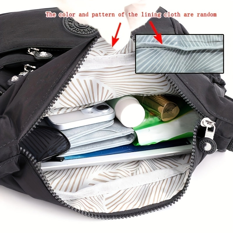 Chic Black Nylon Crossbody Bag for Women .