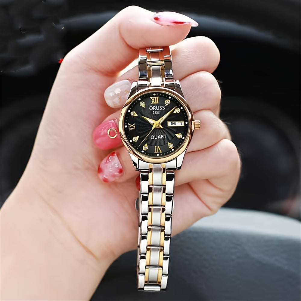 2pcs Luxury Couples Quartz Watch Business Leisure Fashion Analog Calendar Wrist Watch Valentines Gift For Men Women Date Watch