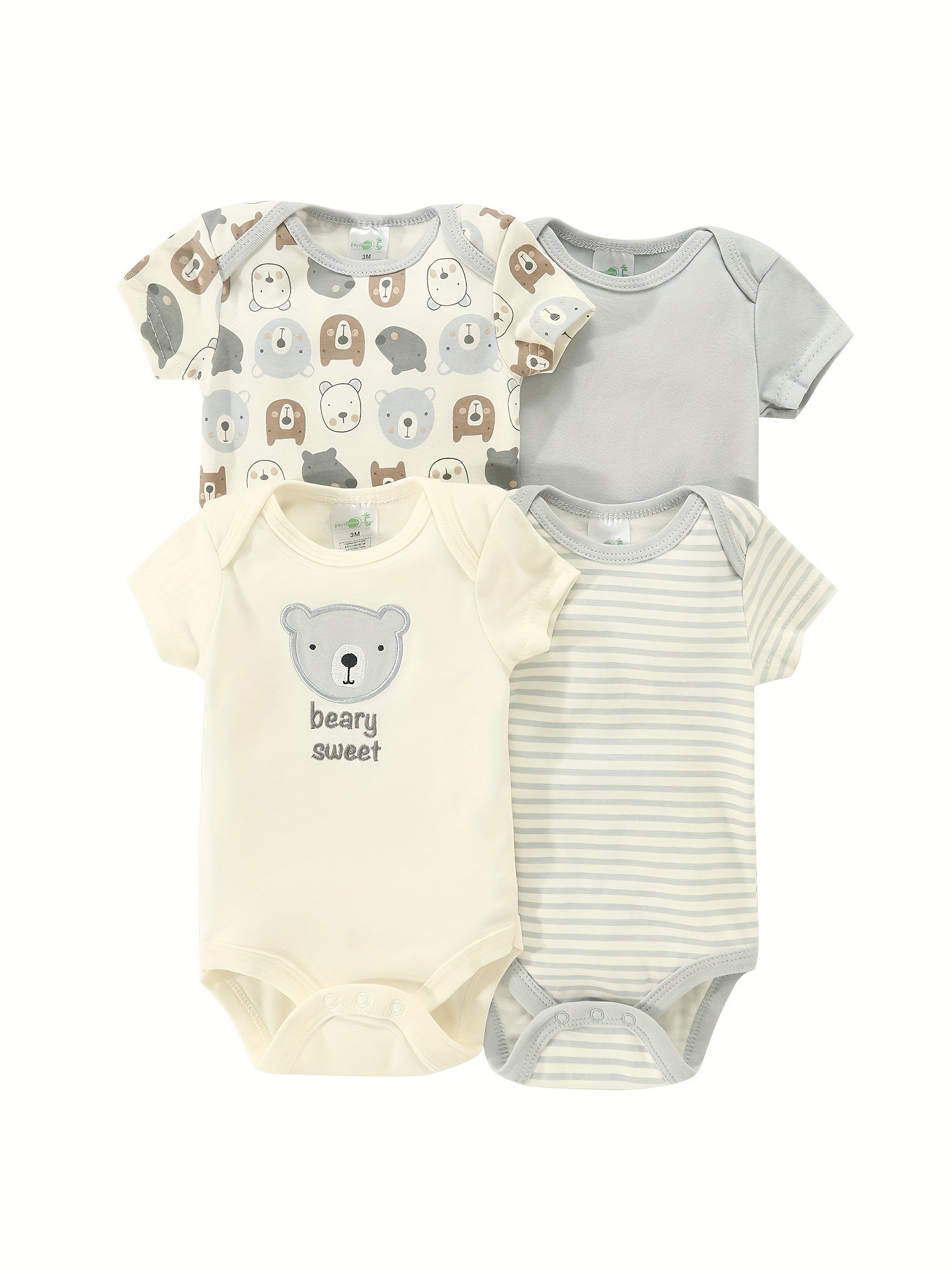 Newborn Baby Short Sleeve One-Piece Suit 4pcs Set .