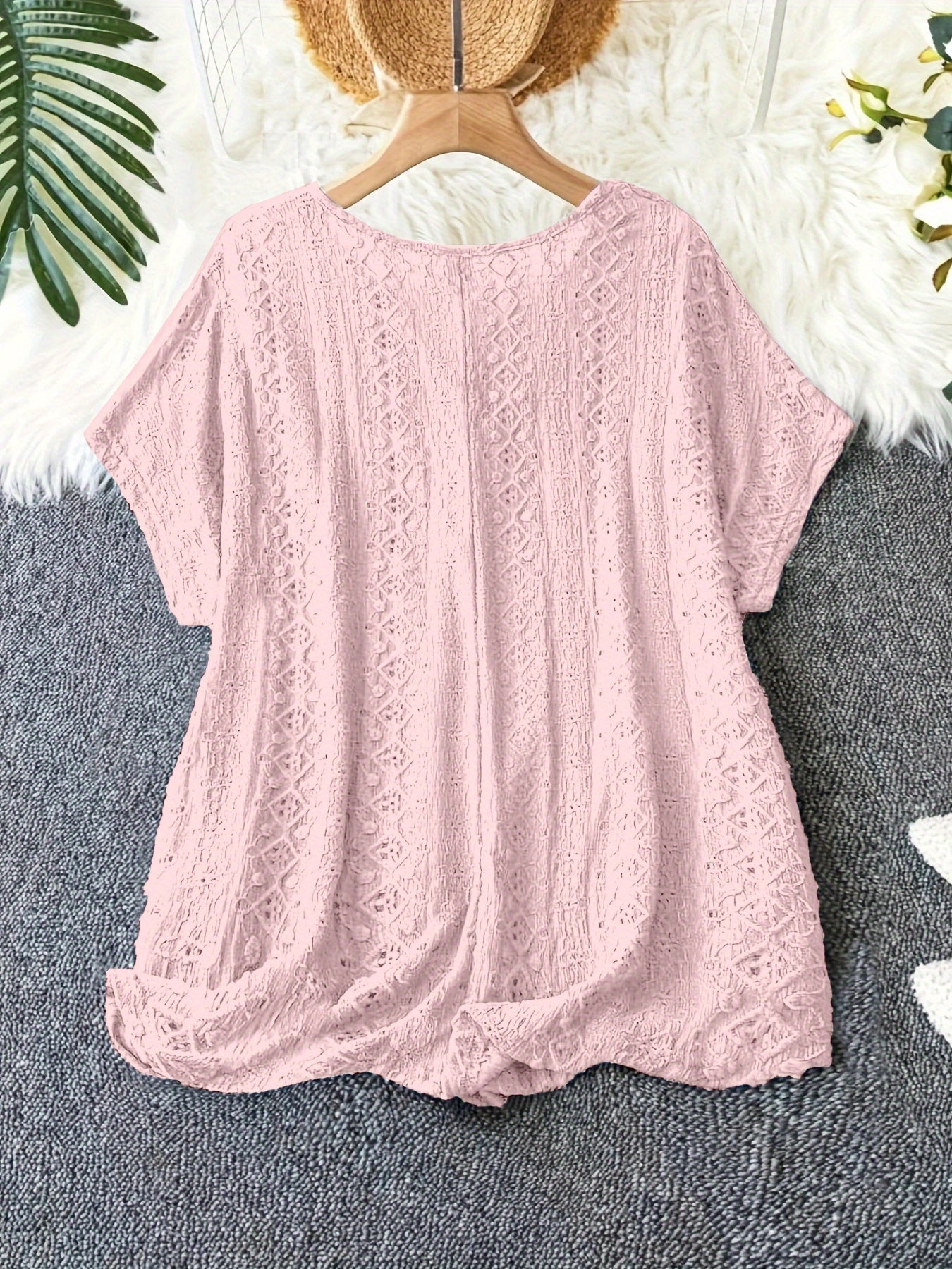 Plus Size - Women'S Elegant V-Neck Bat Sleeve T-Shirt - Slim Fit,