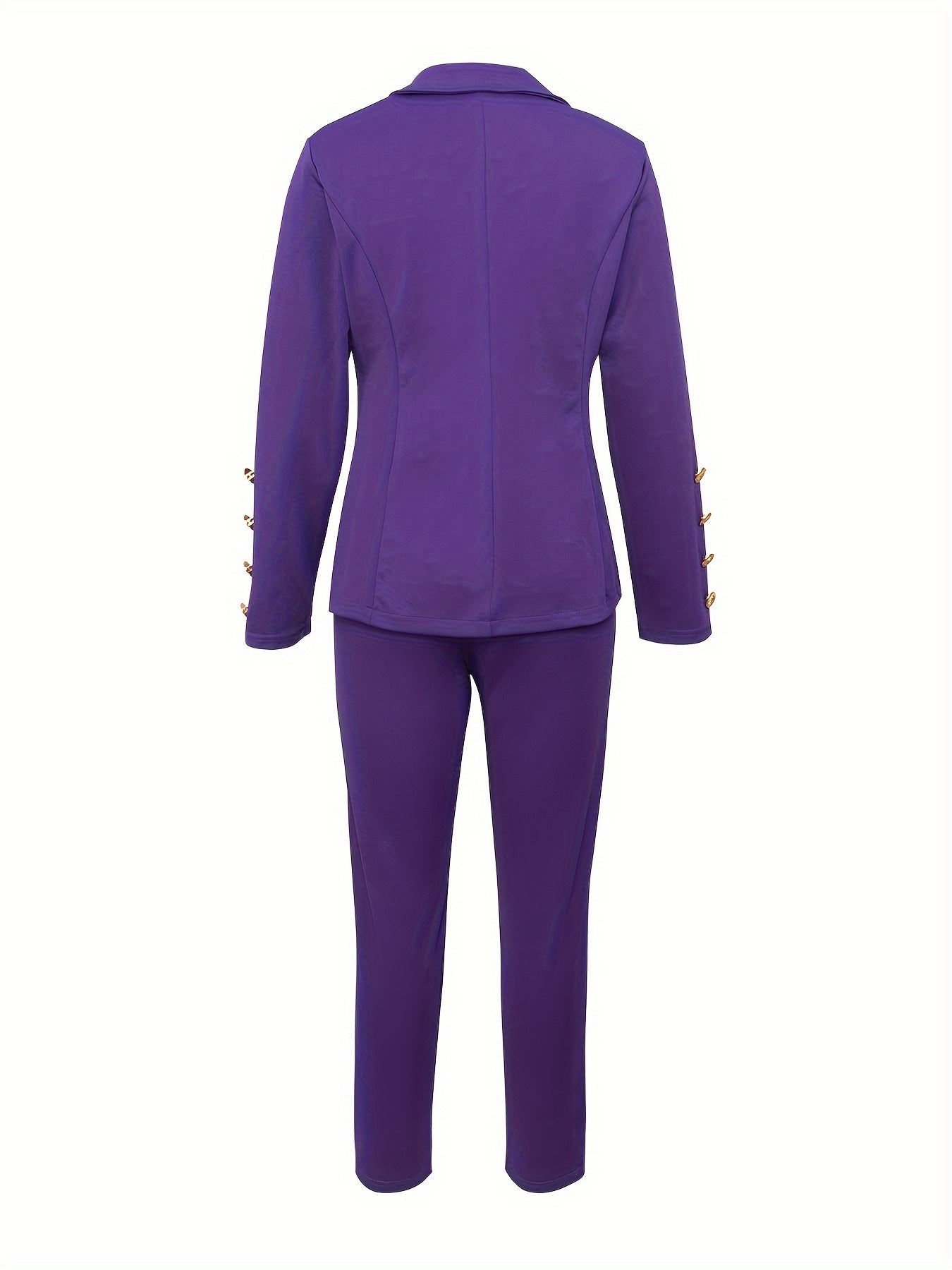 Business Casual Two-piece Set, Double-breasted Lapel Blazer.