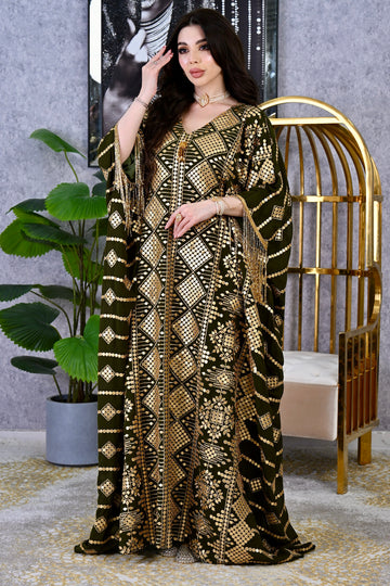 Elite Royal Embroidered Kaftan Gown – Luxury Hand-Crafted Evening Dress | 4 Colors | Sizes M-XXL | MH