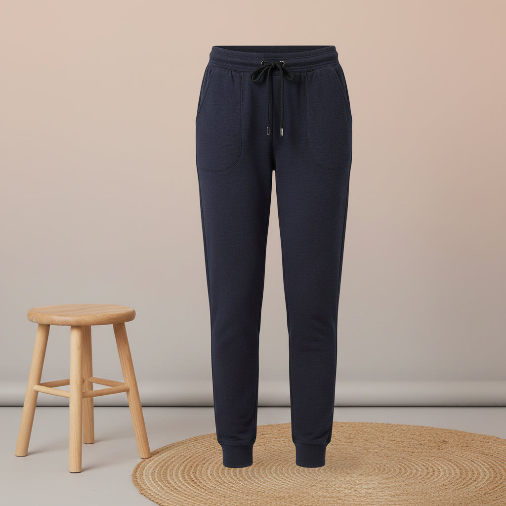 Women's Navy Blue Drawstring Jogger Pants – Comfortable Casual Lounge Sweatpants | MH