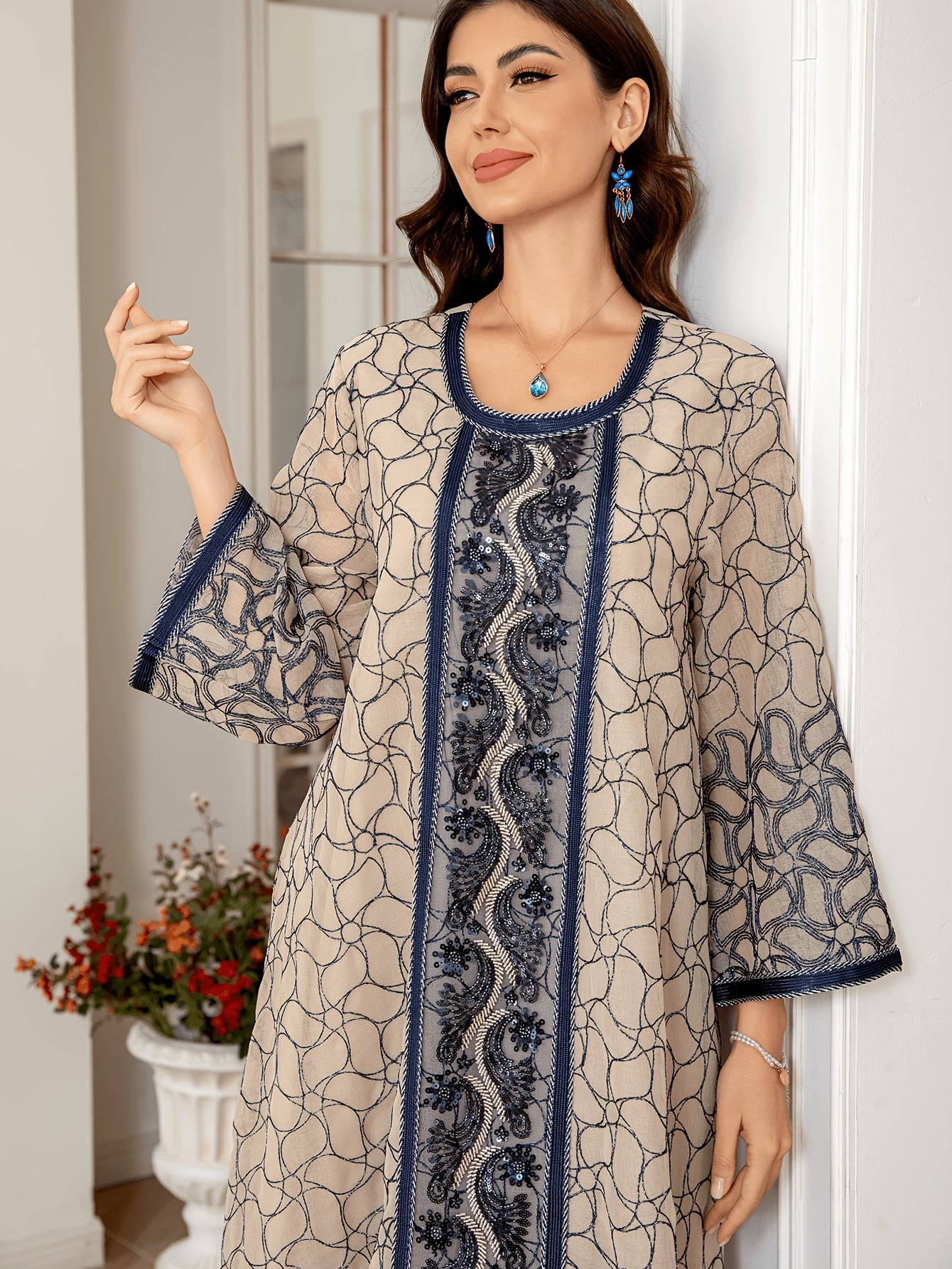 Elegant Middle Eastern Style Jalabiya Dress for Women -./MH