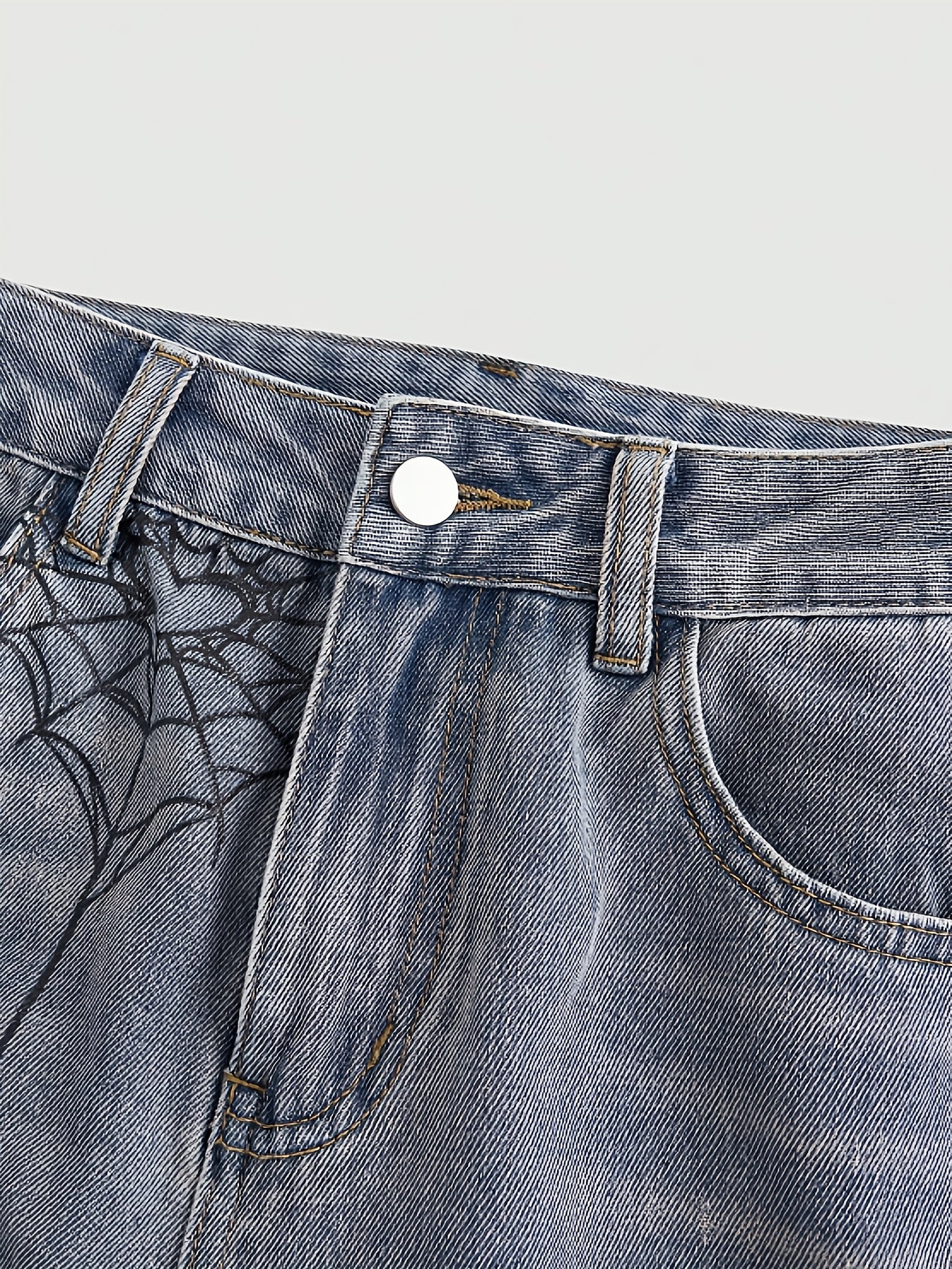 AW25 Women'S Streetwear Spider Print Wide-Leg Jeans - ./MH