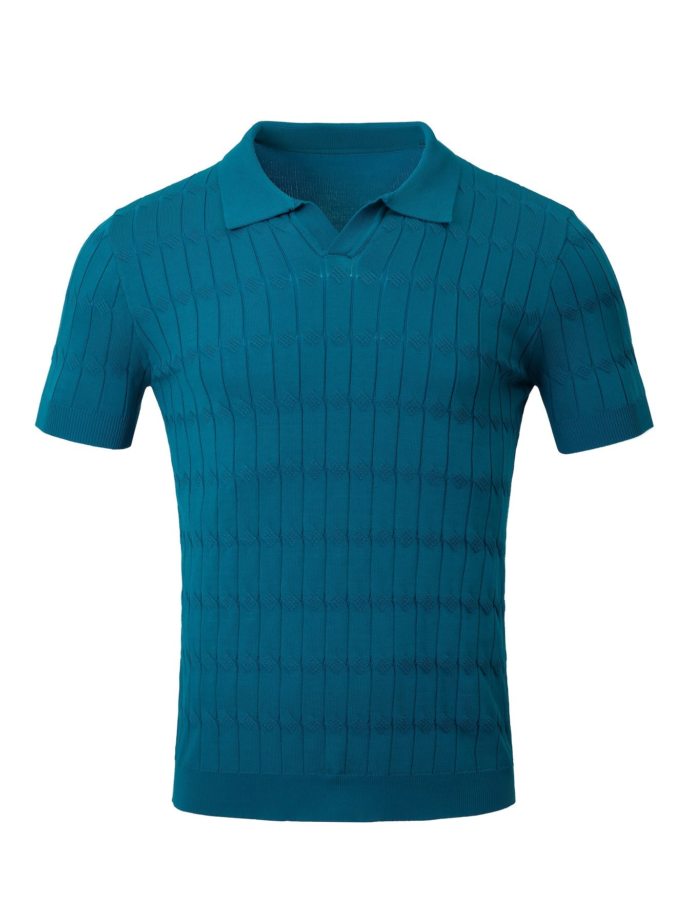 Chic Knit Shirt, Men's Casual Lapel Mid Stretch V-Neck Pullover Sweater