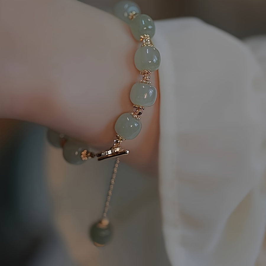 Lover special gift, glass jade bead bracelet elegant jewelry gift couple, Father's Day Gift