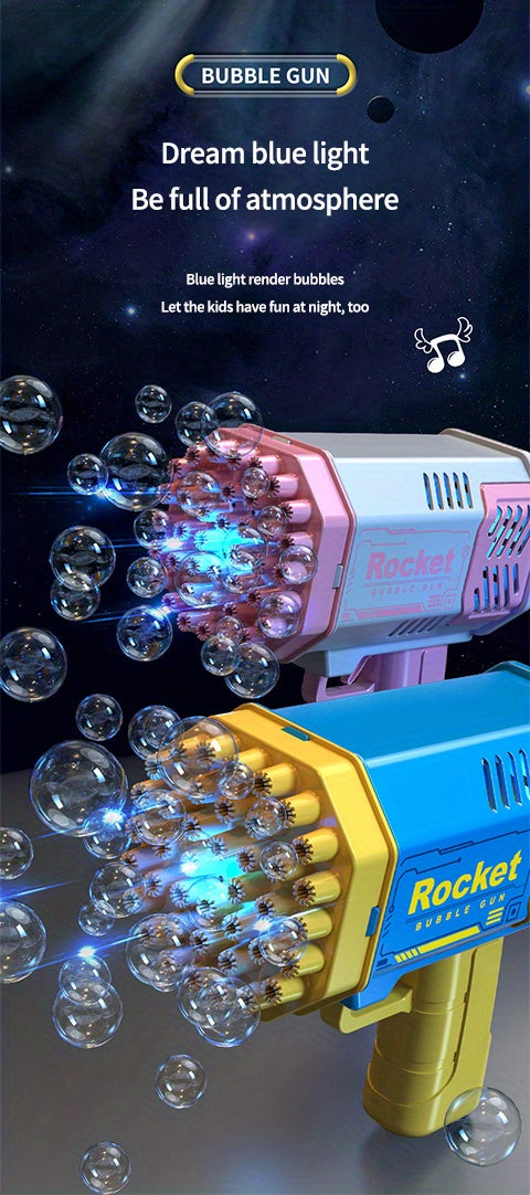 40-hole electric bubble Machine Handheld Gatling Automatic Bubble Gun Children's Portable Outdoor Party Toy LED Light Hair Dryer, As Halloween, Chrismas Gift ( without bubble liquid and battery)