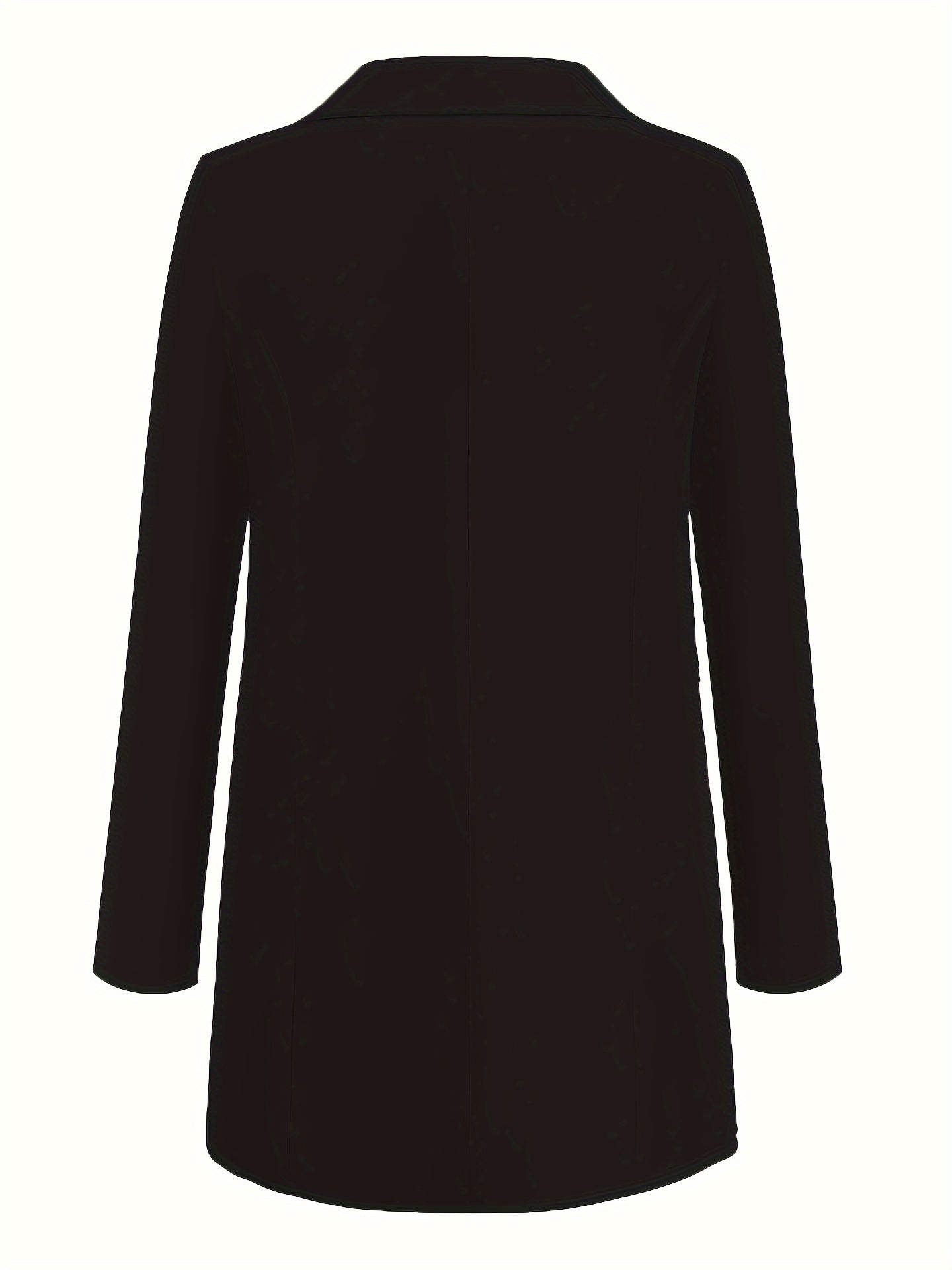 Solid Open Front Blazer, Elegant Lapel Long Sleeve Blazer.