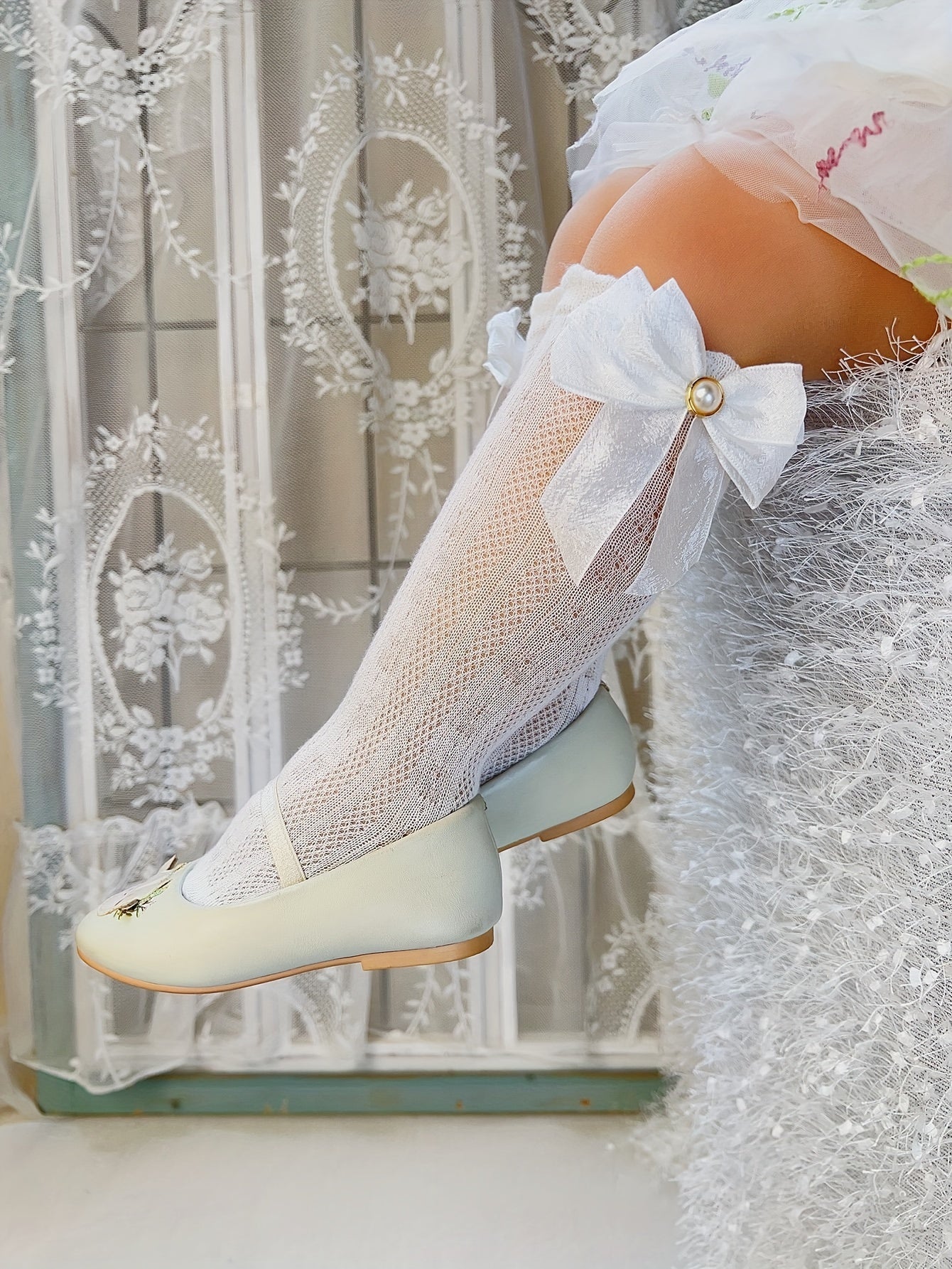 1/3 Pairs Of Girl's Cute Knee-High Socks with A Big Bow,/MH