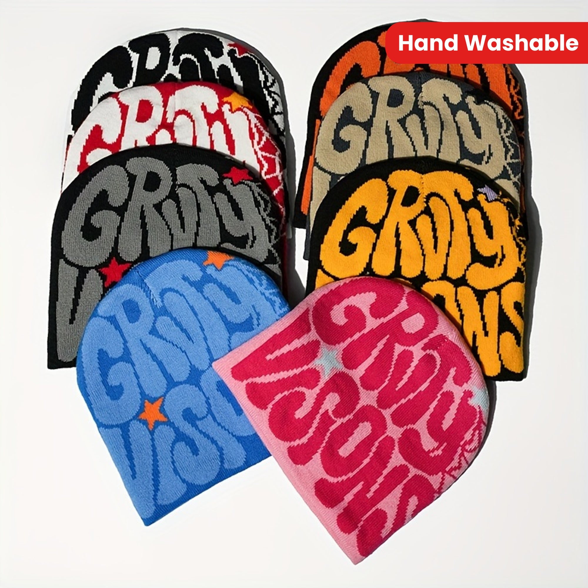 Unisex Alphabet Embroidered Knit Beanie Hat Casual Acrylic Stretch