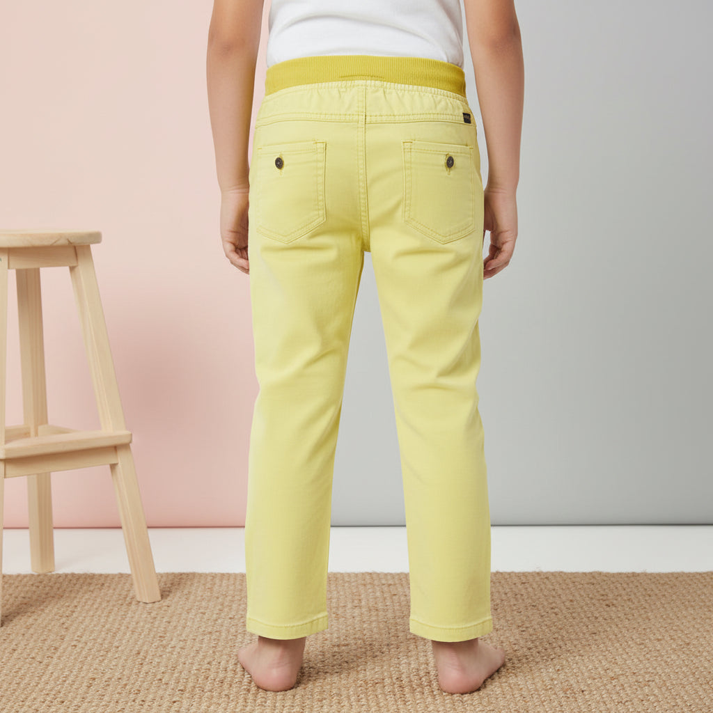Kids Lemon Yellow Chinos Striped Tie Waist Boys | Sizes 1-6 Years | MH