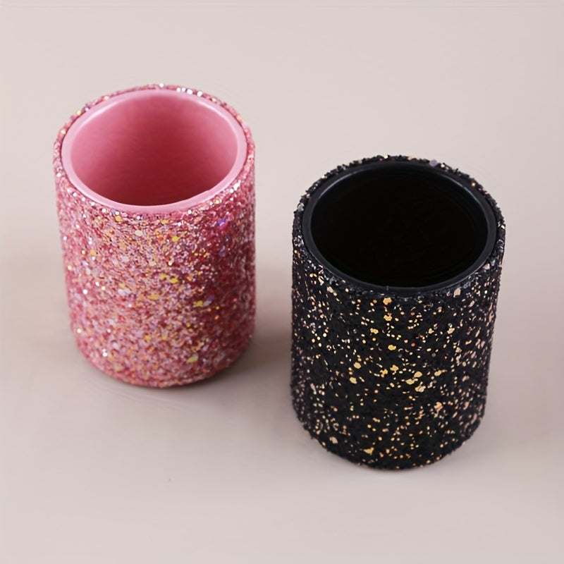 Glitter Makeup Brush Holder Sequin Decor Pencil Cup Shiny For Women, Makeup Brush Holder Organizer Cup Gift For Desk Office Classroom Home Sequin Brush Bucket