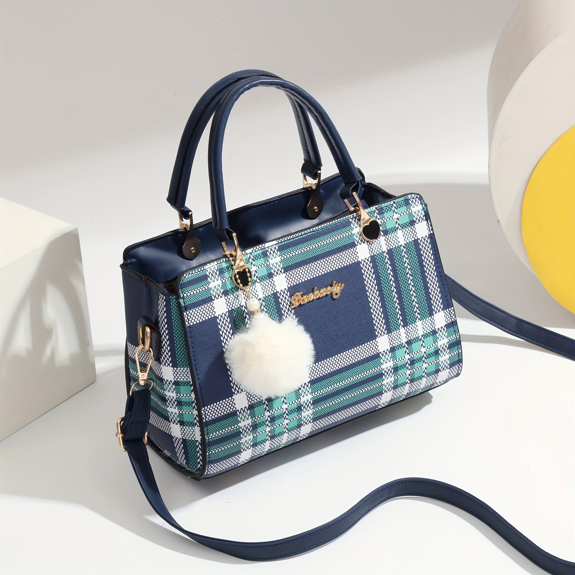 Letter Decor Satchel Bag, Stylish Top Handle Purse,