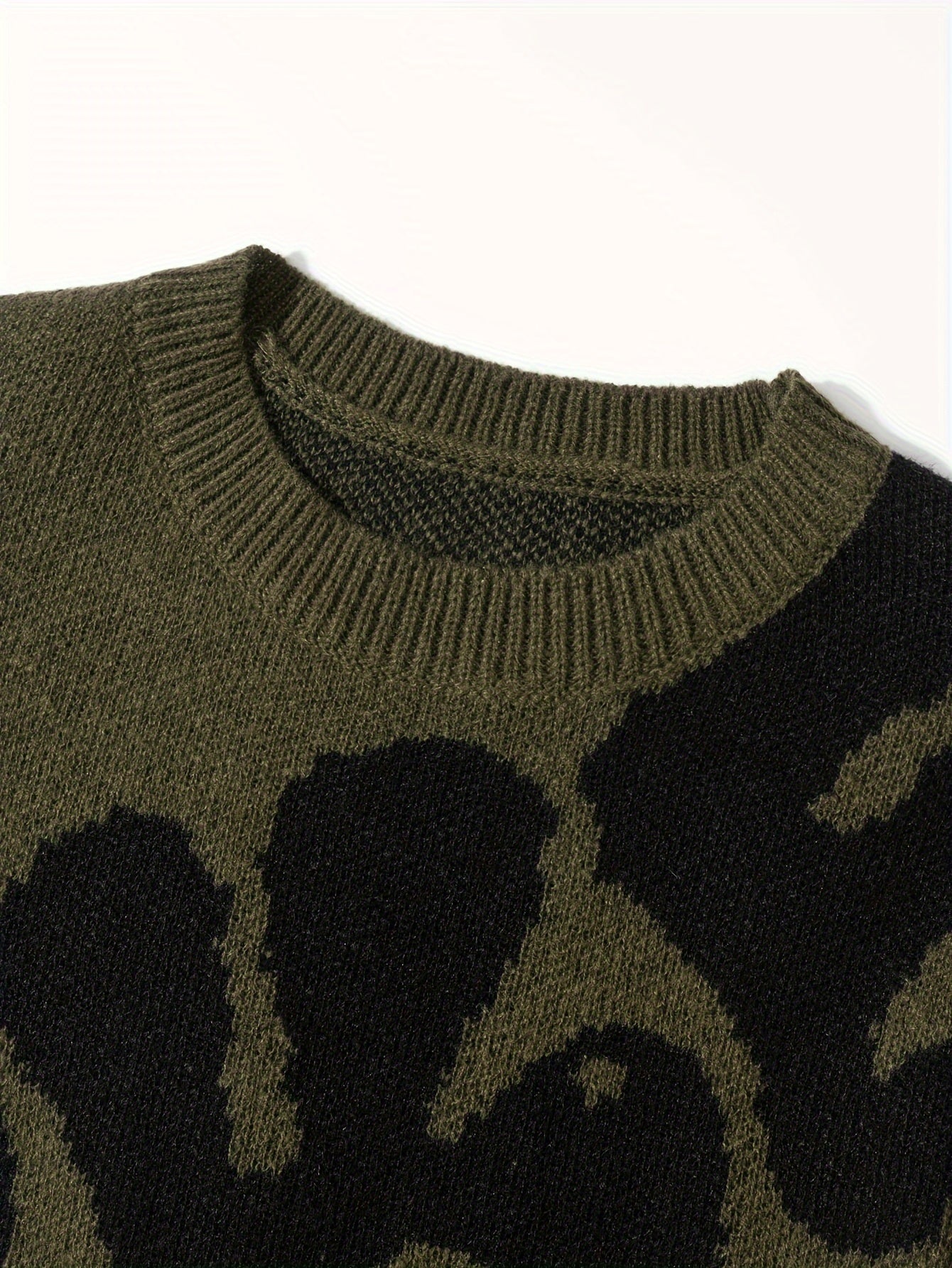 Trendy Pattern Knitted Sweater, Men's Casual Warm Slightly Stretch.