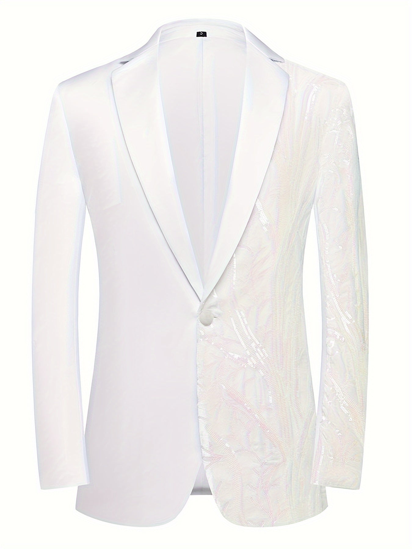 Shiny Sequins Blazer, Men's Semi-formal One Button Lapel Suit Jacket .