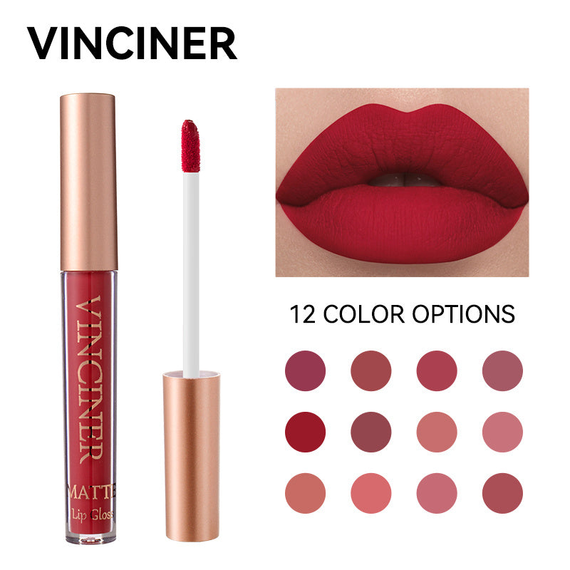 12 colors Matte Velvet Lip Glaze - Long Lasting, Waterproof, Non-Sticky.