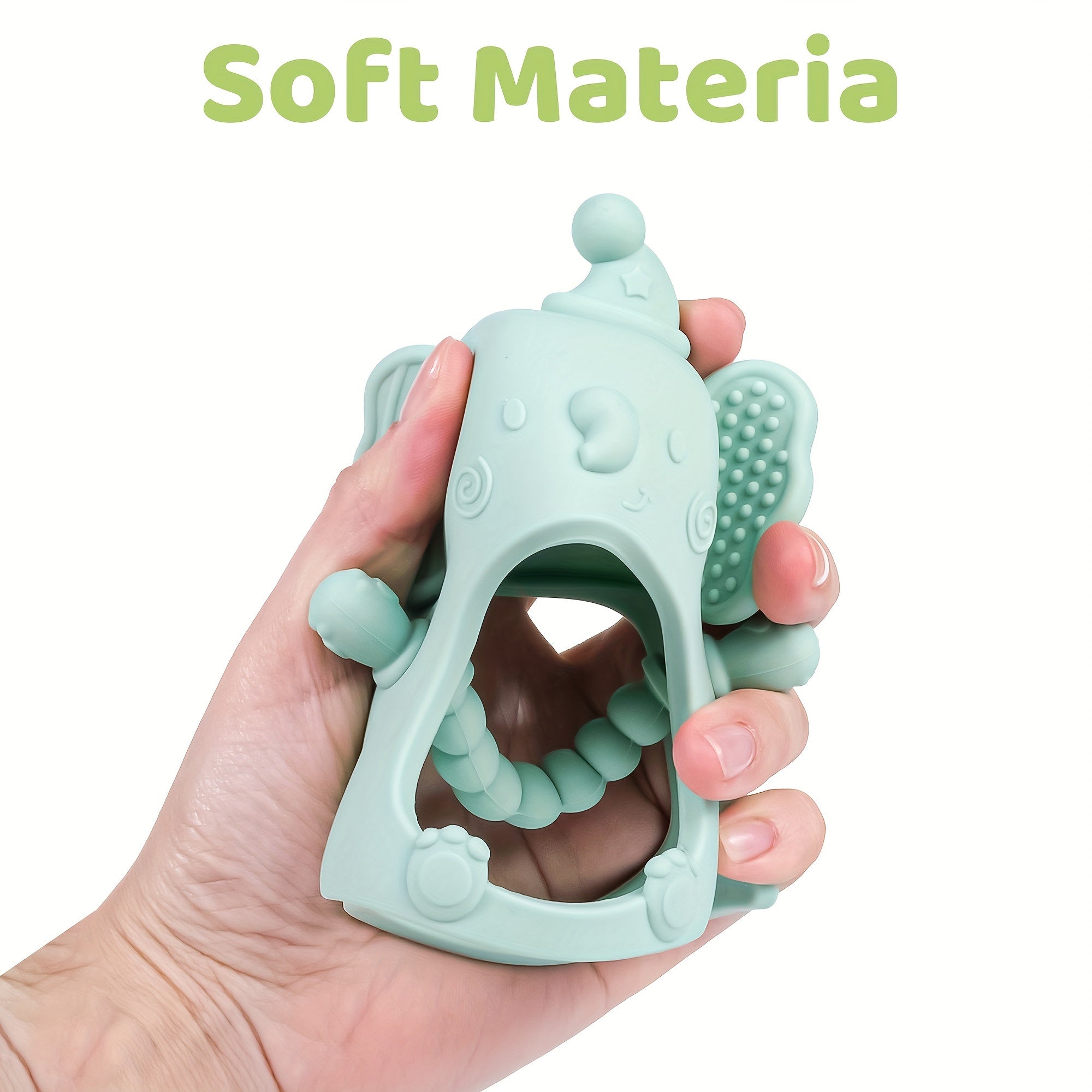 The Perfect Teething Toy For Babies 6M+ - TYRY.HU Silicone Anti-Drop Teether Pacifier With Soft Hands For Sucking & Breastfeeding, Christmas, Halloween, Thanksgiving Day Gift
