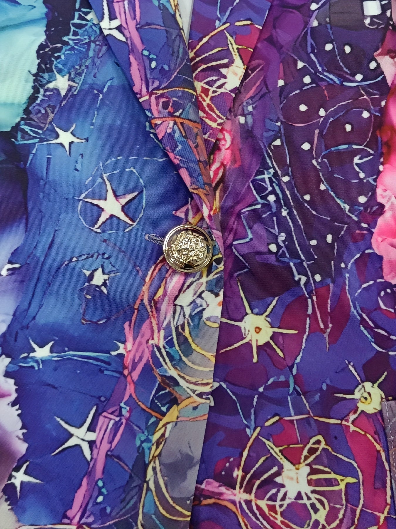 Letter Print Lapel Blazer, Casual One Button Long Sleeve Outerwear,