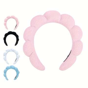Spa Headband For Washing Face Sponge Makeup Skincare Headband Bubble Hairband For Women  ladies Fashion Headband Puffy Headwear Non Slip Thick Thin Hair Accessory