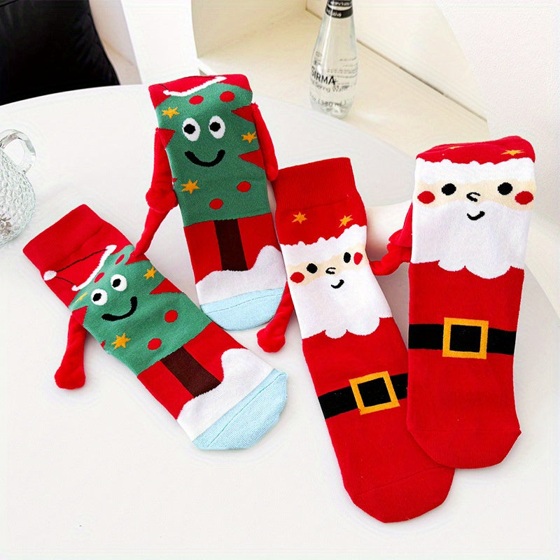 Cozy Magnetic Hand-Holding Christmas Socks for Couples - /MH