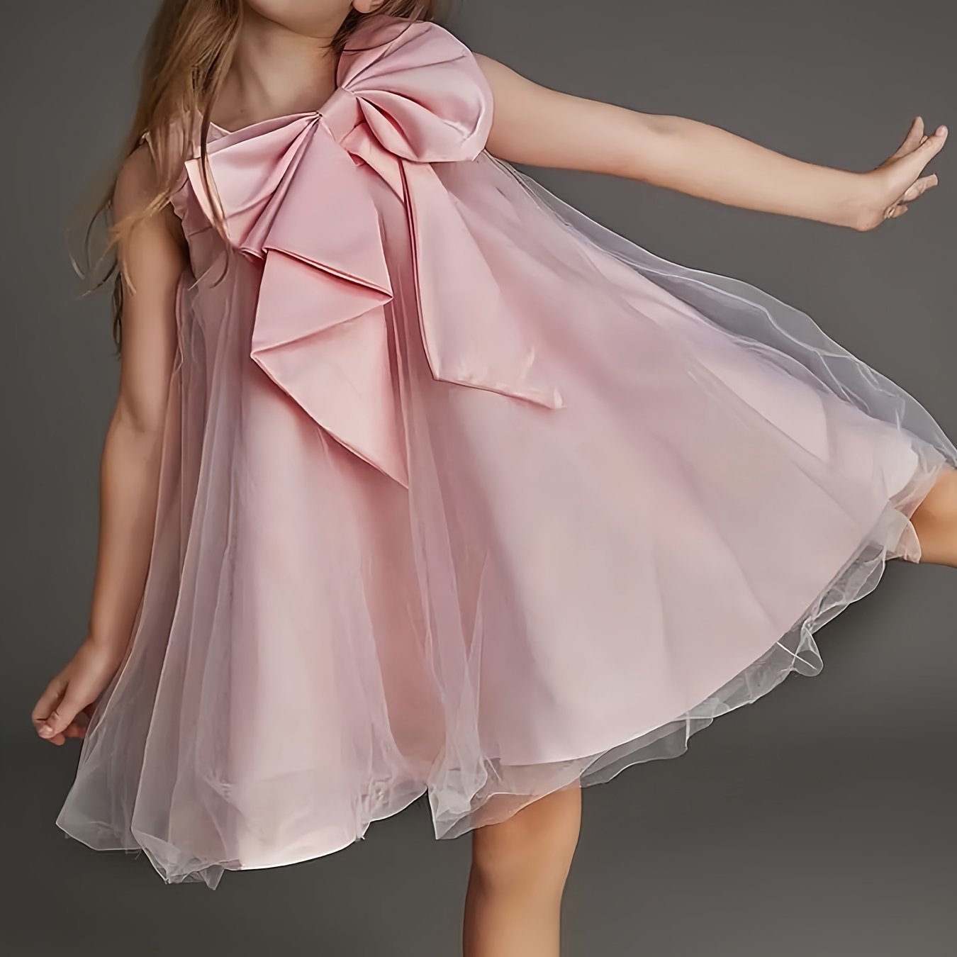Girls Adorable Big Bow Princess Dress Birthday Party One Year Birthday Gift For Kids