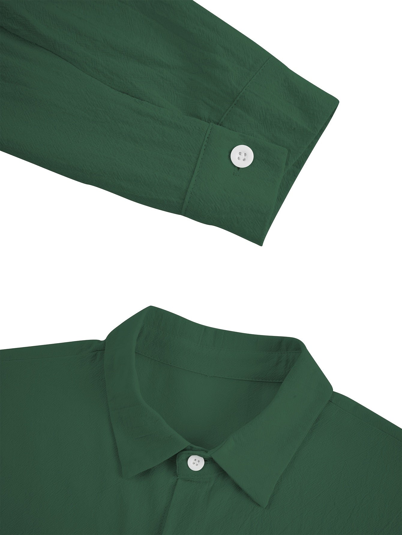 Men's Solid Color Lapel Collar Long Sleeve Casual Shirts,