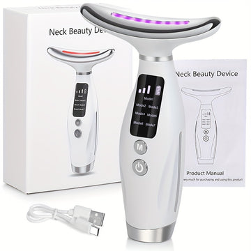 Facial And Neck Massager, 7 Modes, Rechargeable USB, Face Massage Care Tool, Perfect Gifts for Women Gift for Mom On Mother's Day