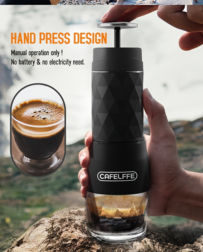 Cafelffe 3in 1 Portable Coffee Machine Manual Capsule Espresso Machine Non-heating, Non-electric, Suitable for Nespresso Capsules, Dolce Gusto Capsules and Grind Coffee, Suitable for Car, Travel, Office, Camping and Hiking, T