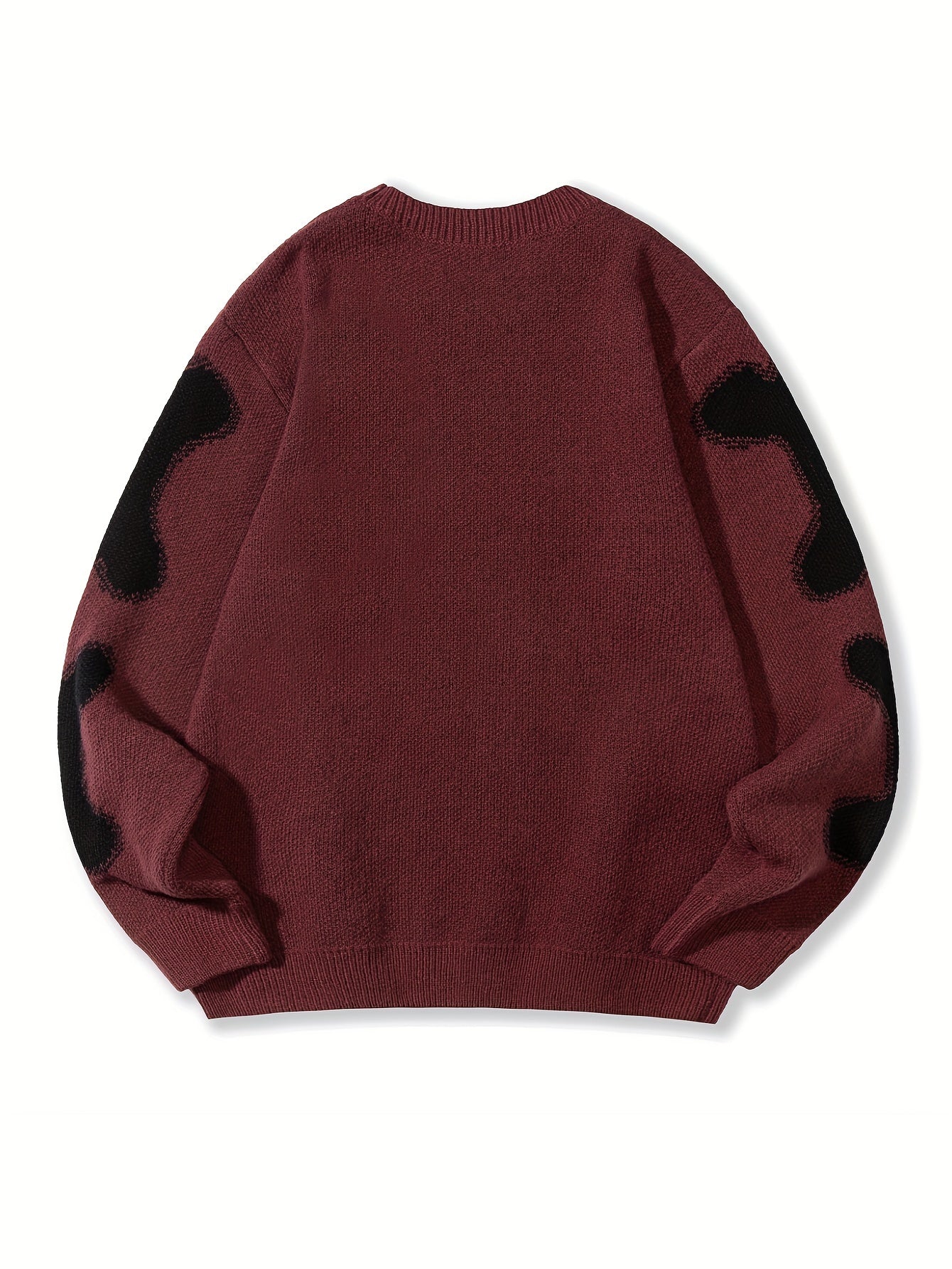 Skeleton Pattern Knitted Sweater, Men's Casual Warm Mid Stretch.